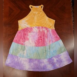 1X/2X Haptics by Holly Harper Multi color Halter Tiered Dress